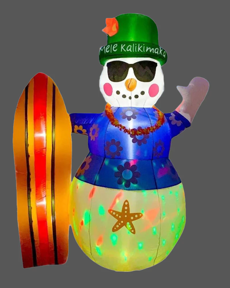 Hawaii Snowman Christmas Lawn Inflatable 2.4m - Image 3