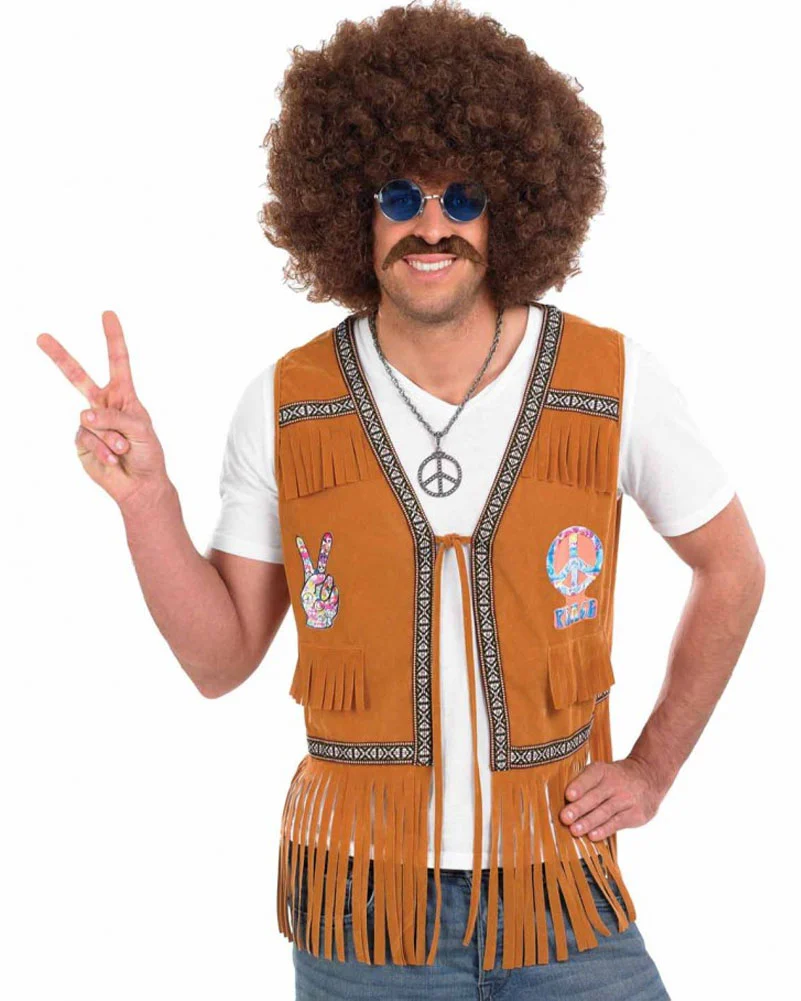 60s Hippie Fringe Mens Waistcoat - Image 2