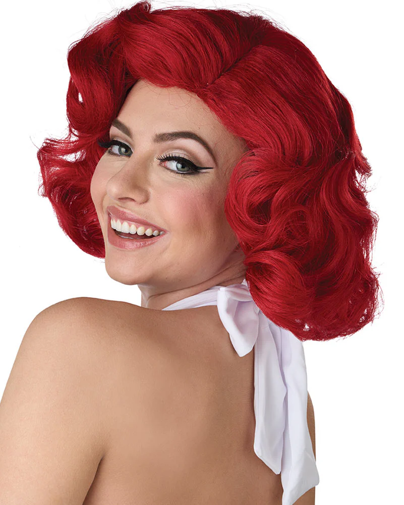 50s Hollywood Glamour Short Curly Red Wig - Image 2