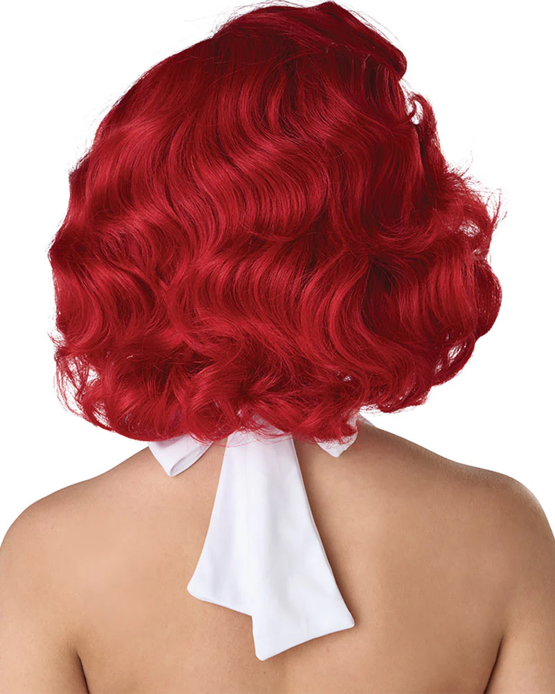 50s Hollywood Glamour Short Curly Red Wig - Image 3