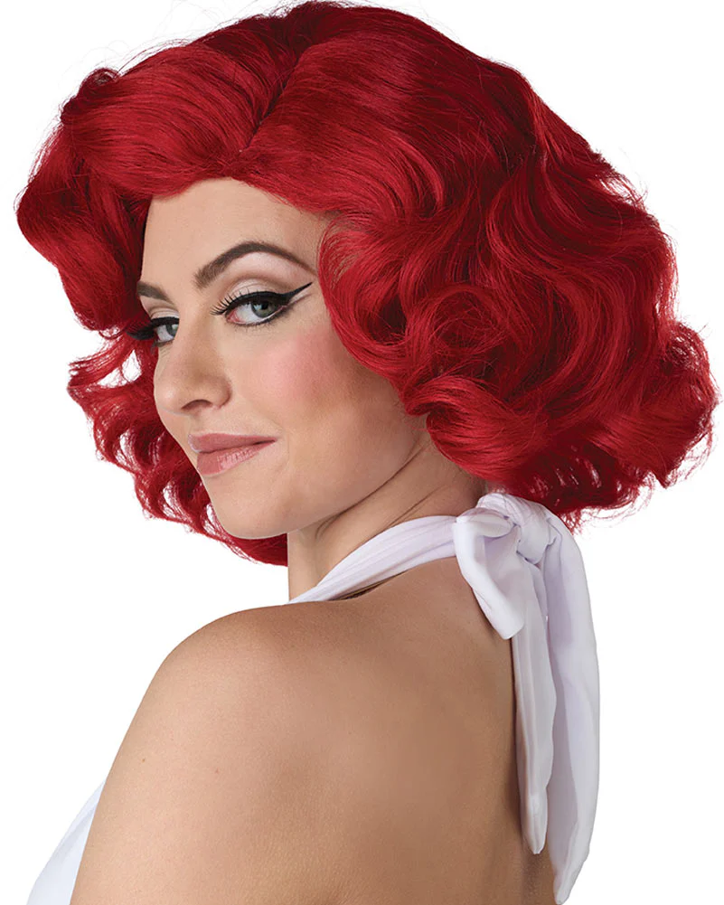 50s Hollywood Glamour Short Curly Red Wig - Image 4
