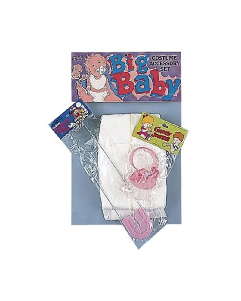 Jumbo Pink Baby Diaper Pacifier and Safety Pin Set - Image 4