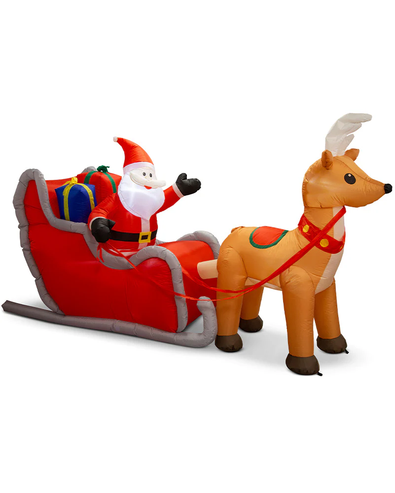 Jumbo Santa Sleigh Reindeer Inflatable Christmas Decoration 3m - Image 2