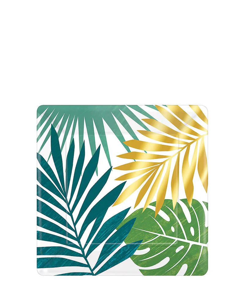 Key West 18cm Palm Leaf Square Paper Dessert Plates Pack of 8
