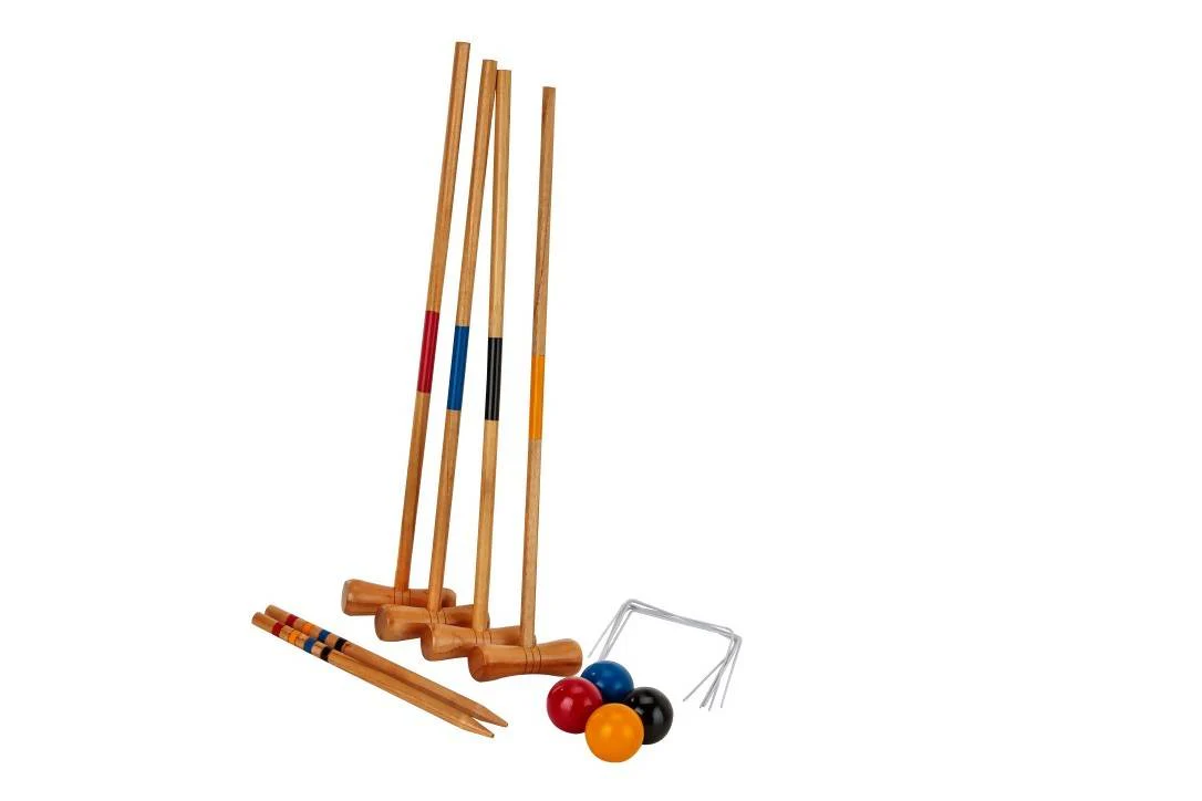 Kids Wooden Outdoor Mini Croquet Set with 4 Mallets