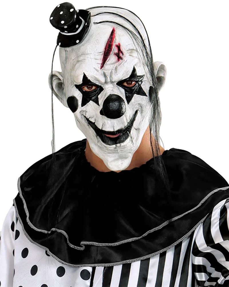 Killer Clown Mask with Hair and Mini Hat - Image 2