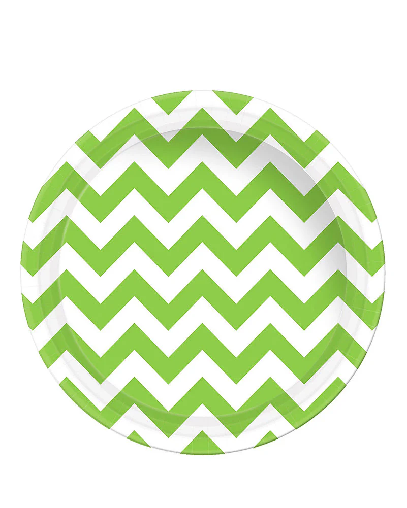 Kiwi Green Chevron 23cm Paper Plates Pack of 8