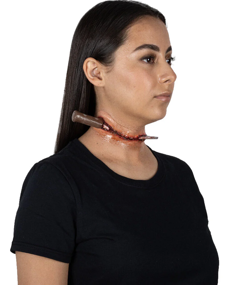 Knife In Neck Luxury FX Appliance Transfer Prosthetic Wound - Image 2