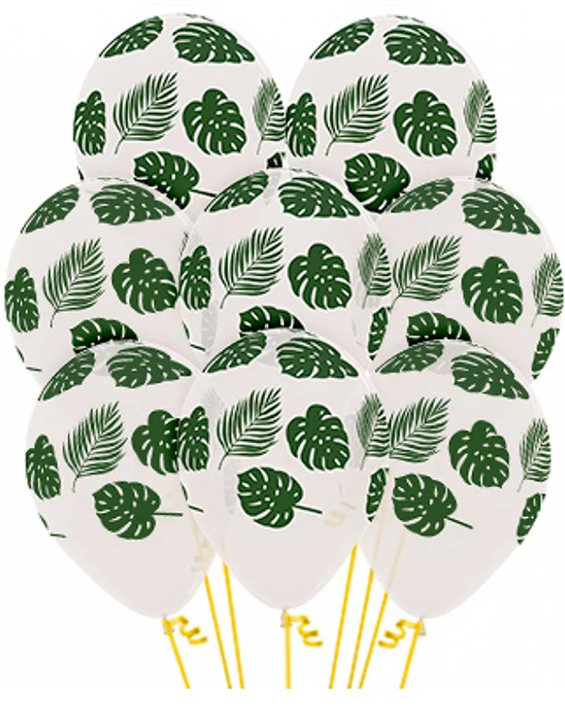 Leaves on White 30cm Latex Balloon Pack of 12
