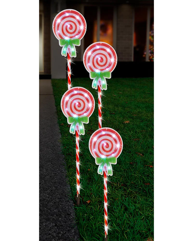 LED Christmas Candy Lollipop Path Lights 74cm Pack of 4 - Image 4