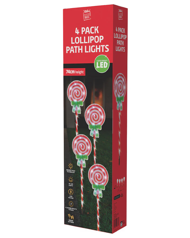 LED Christmas Candy Lollipop Path Lights 74cm Pack of 4 - Image 5