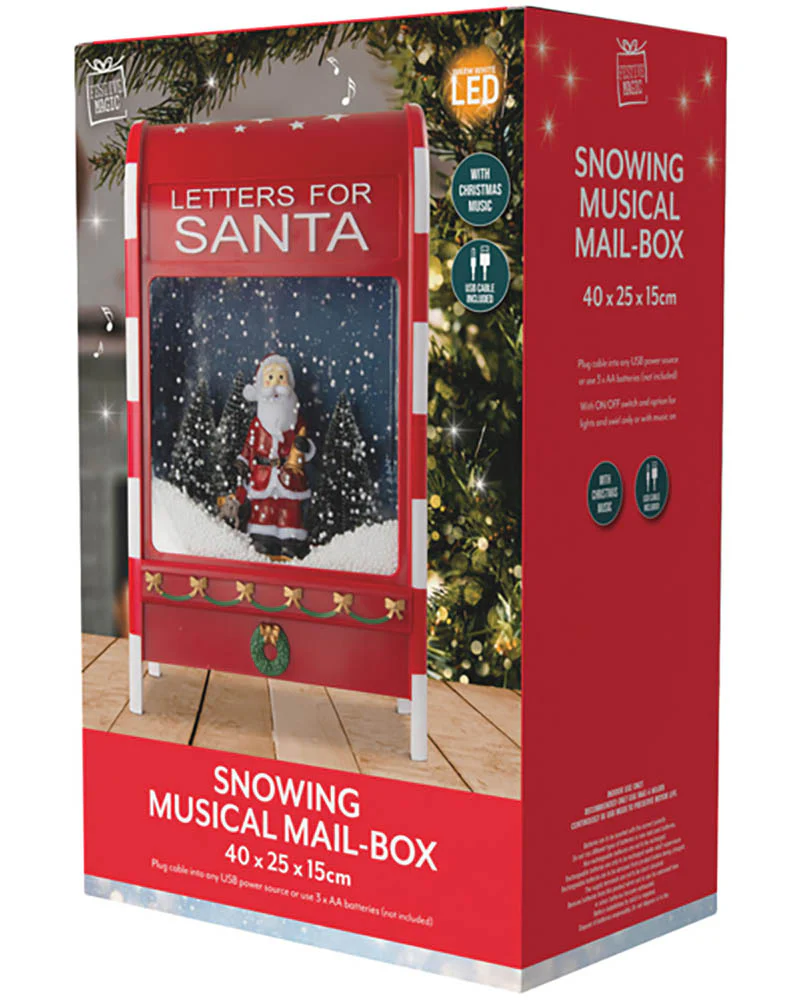 LED Musical Santa Letter Box Christmas Decoration 40cm - Image 4