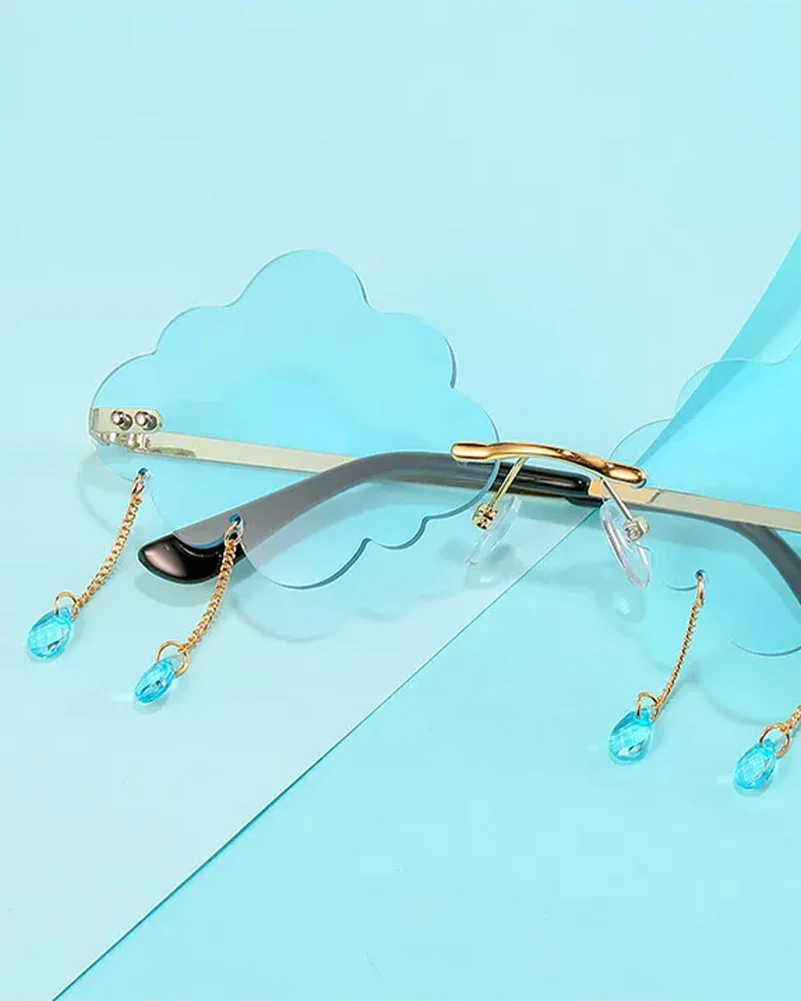 60s Light Blue Festive Cloud Glasses - Image 3