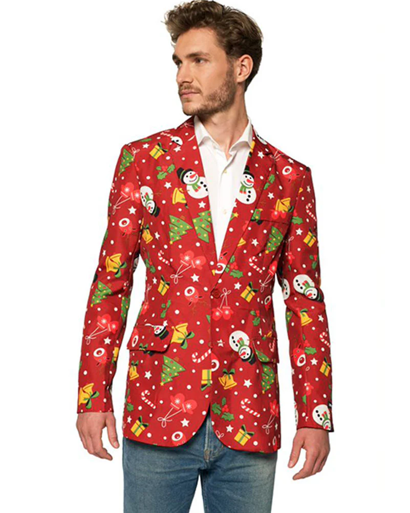 Light Up Red Christmas Icons Mens Suitmeister Jacket - Image 4