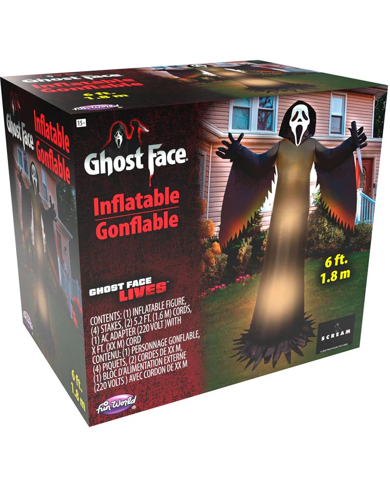 Light Up Scream Ghost Face Lawn Inflatable 1.8m (US PLUG) - Image 4
