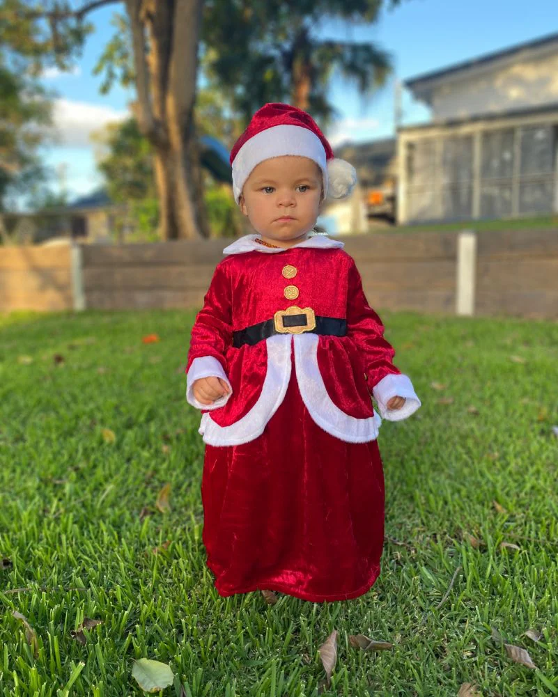 Lil Mrs Claus Dress Toddler and Girls Christmas Costume - Image 2