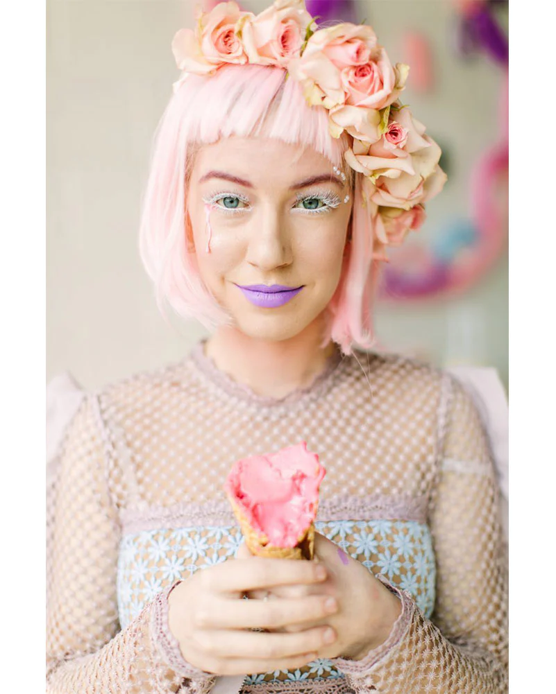 Long Bob Light Pink Wig - Image 3