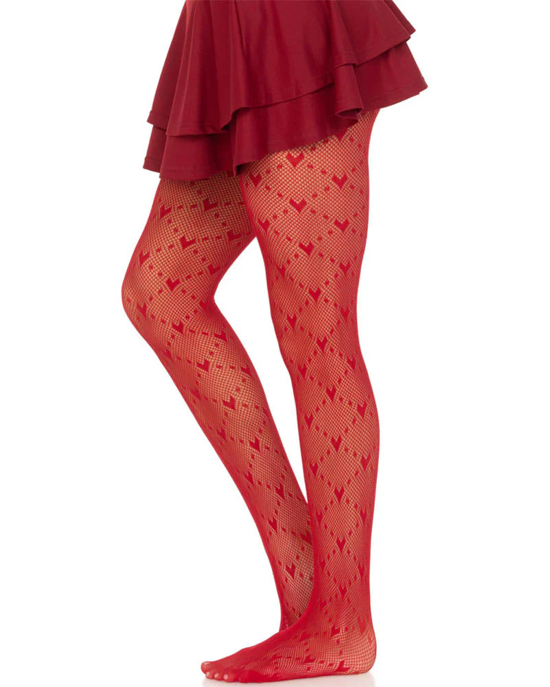 Love Struck Heart Red Net Stockings - Image 3