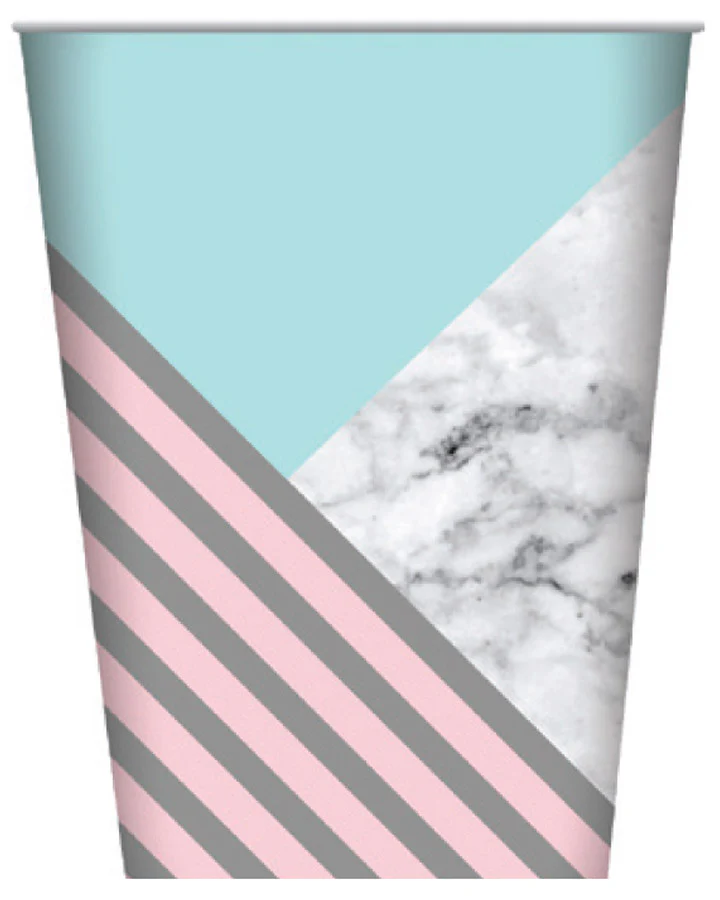 Marble Party 266ml Paper Cups Pack of 8