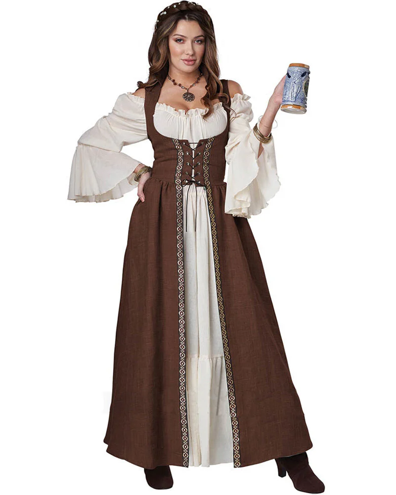 Medieval Overdress Brown Womens Costume - Image 2
