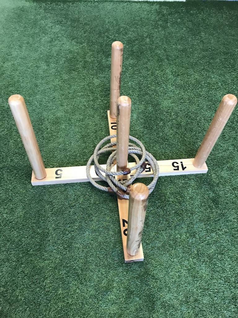 Mega Quoits Wooden Rope Ring Toss Outdoor Game Set 100cm with 4 Rings - Image 4