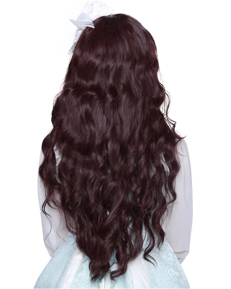 Mermaid Premium Long Curly Burgundy and Black Wig - Image 2