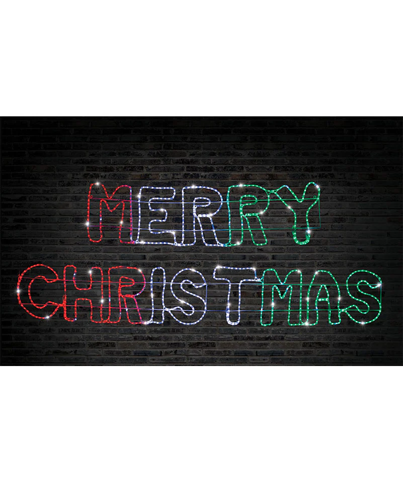Merry Christmas Red Green and White LED Christmas Ropelight 2.7m - Image 2