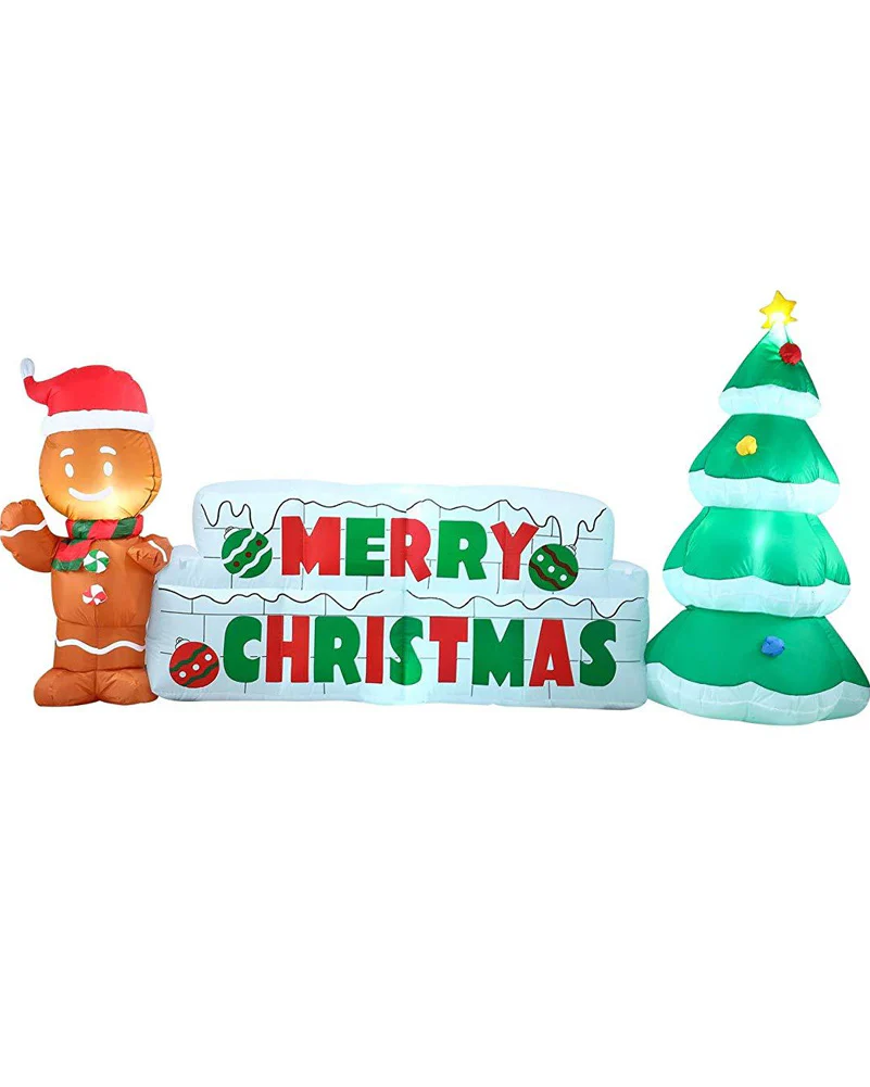 Merry Christmas Sign with Tree and Gingerbread Man Lawn Inflatable 3m - Image 5