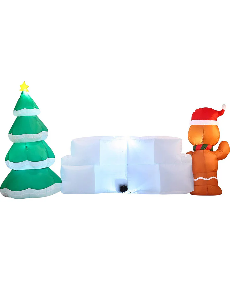 Merry Christmas Sign with Tree and Gingerbread Man Lawn Inflatable 3m - Image 7