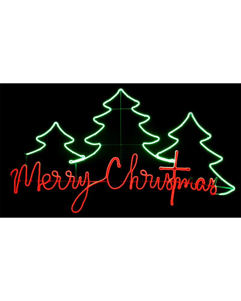 Merry Christmas Trees Flexi Flashing Neon LED Christmas Ropelight 1.6m - Image 2