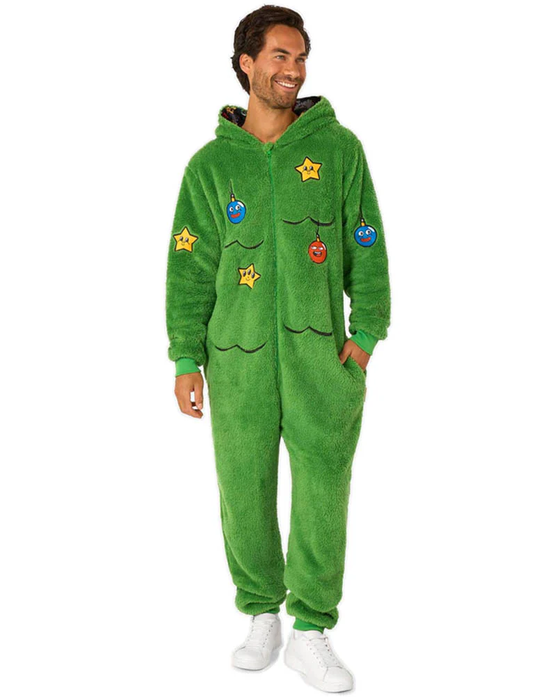 Merry Jinglejoy Christmas Tree Opposuit Adult Onesie - Image 4