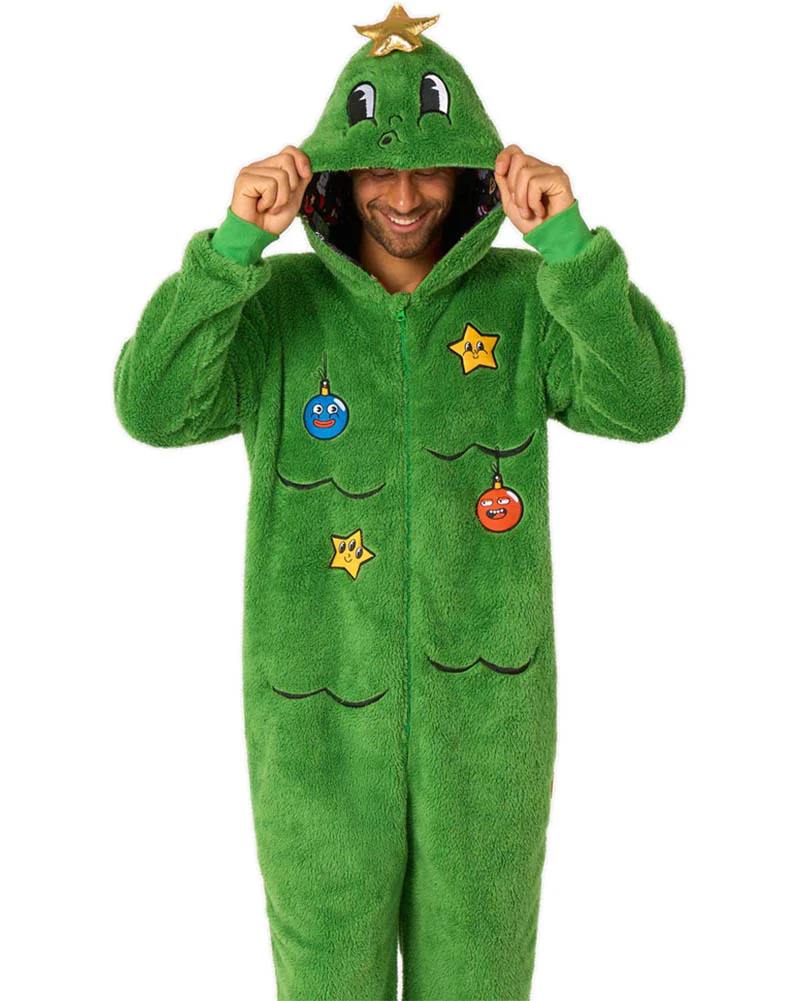 Merry Jinglejoy Christmas Tree Opposuit Adult Onesie - Image 7