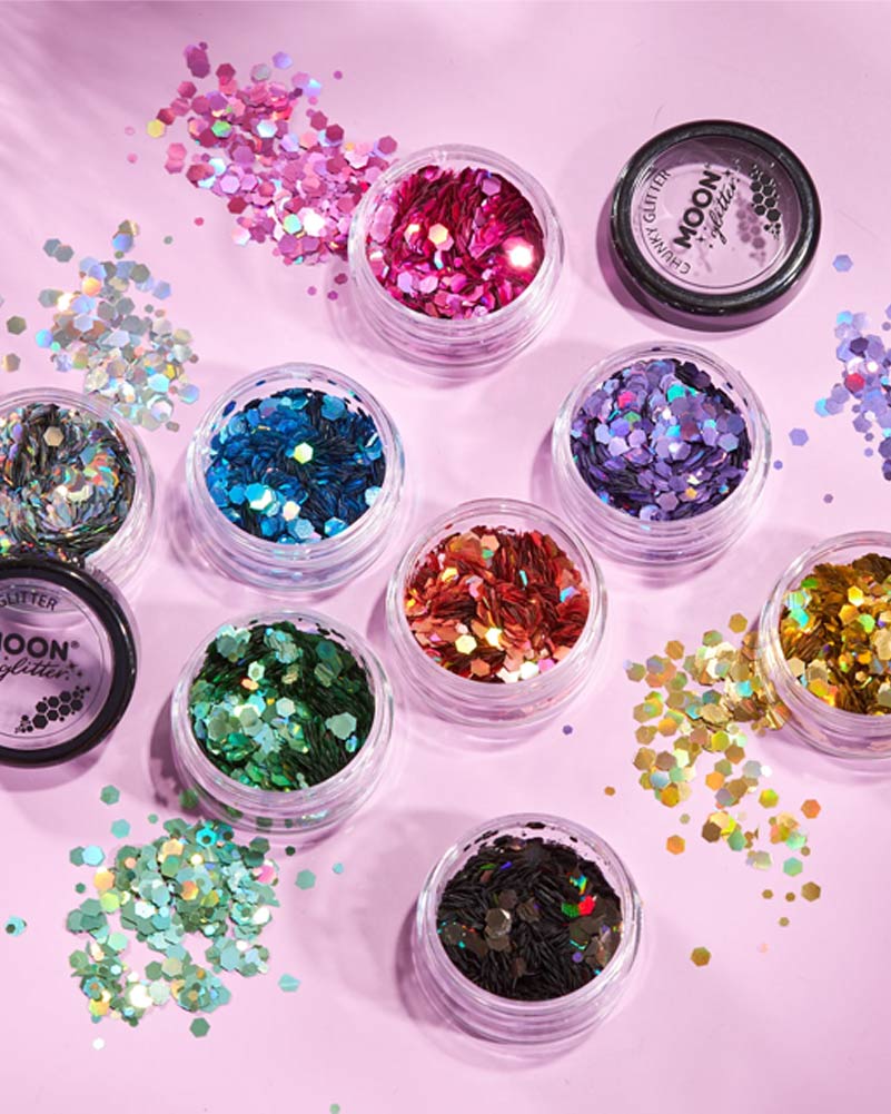 Moon Glitter Gold Holographic Chunky Body Glitter 3g - Image 6