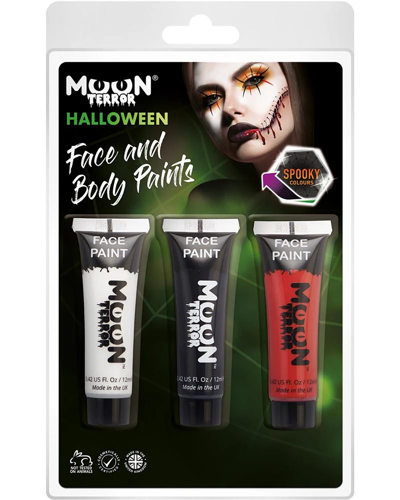 Moon Terror Halloween Face and Body Paint Boxset Pack of 3