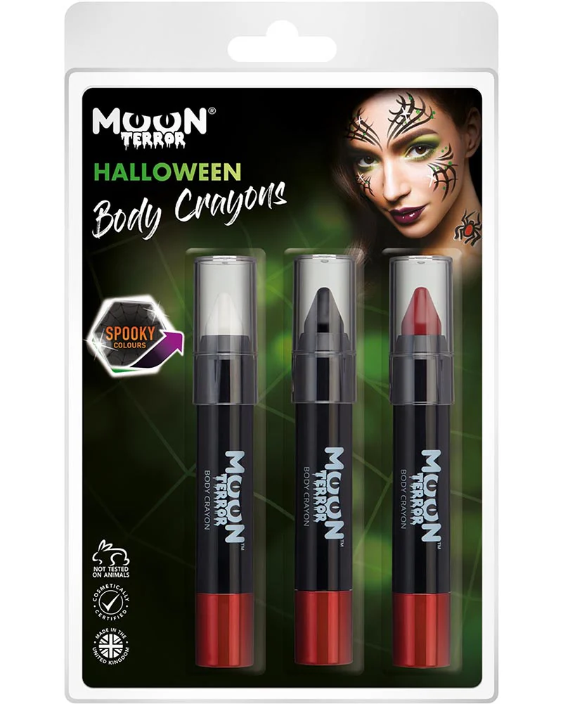 Moon Terror Halloween White Black and Red Body Crayon Boxset