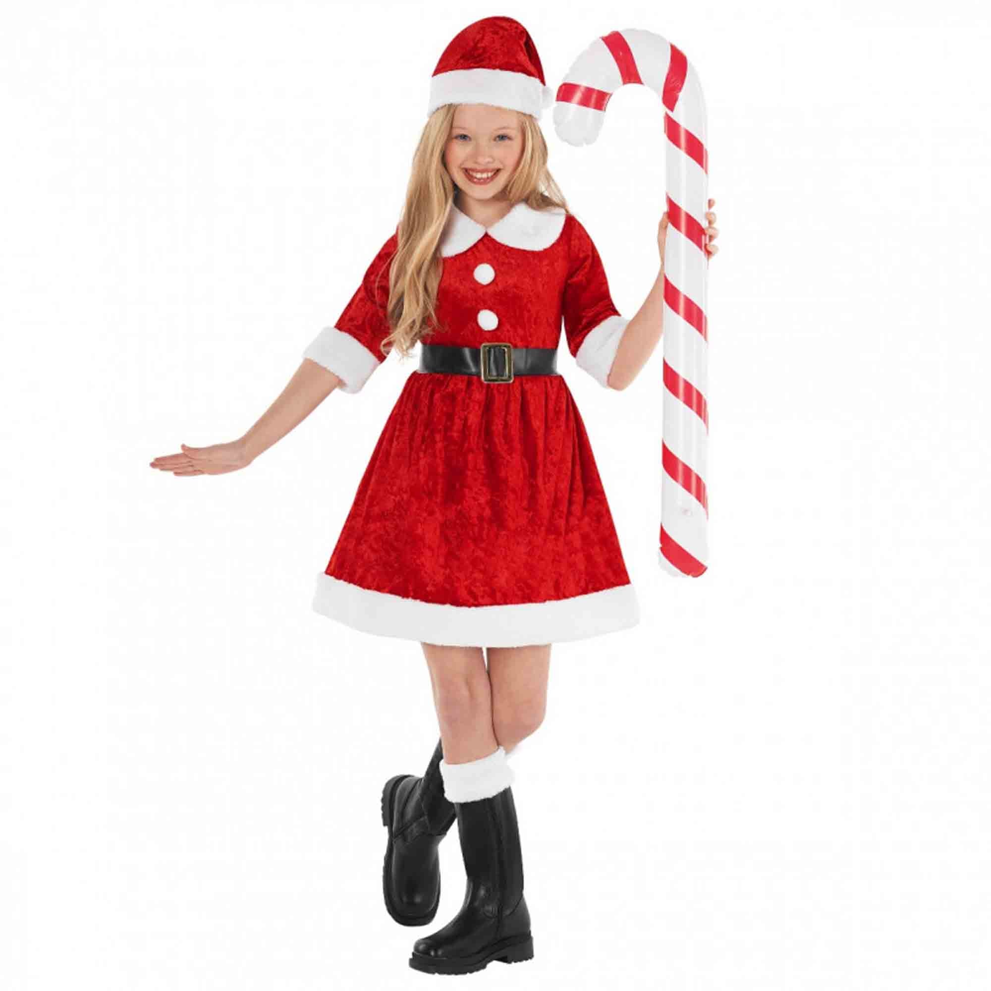 Morph Costume Miss Santa Claus Dress Kids Christmas Costume 7-9 Years
