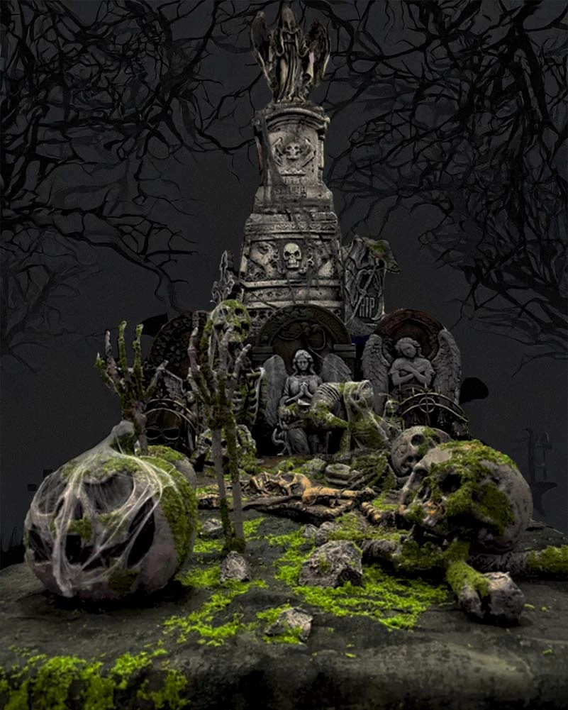 Moss Skeleton Hands Decoration 44cm - Image 2