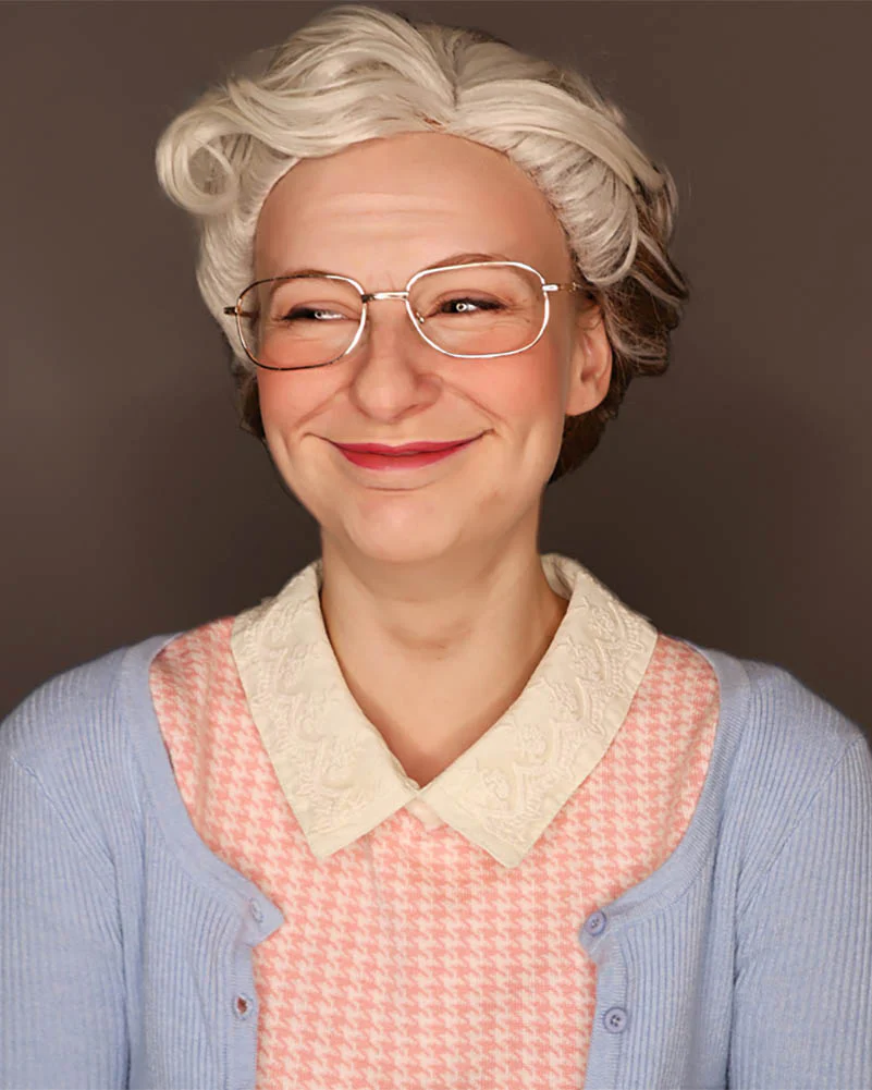 Mrs Doubtful Premium Grey Wig - Image 7