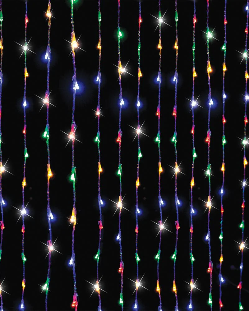Multi Coloured Cascading Curtain LED Lights 3m - Image 2