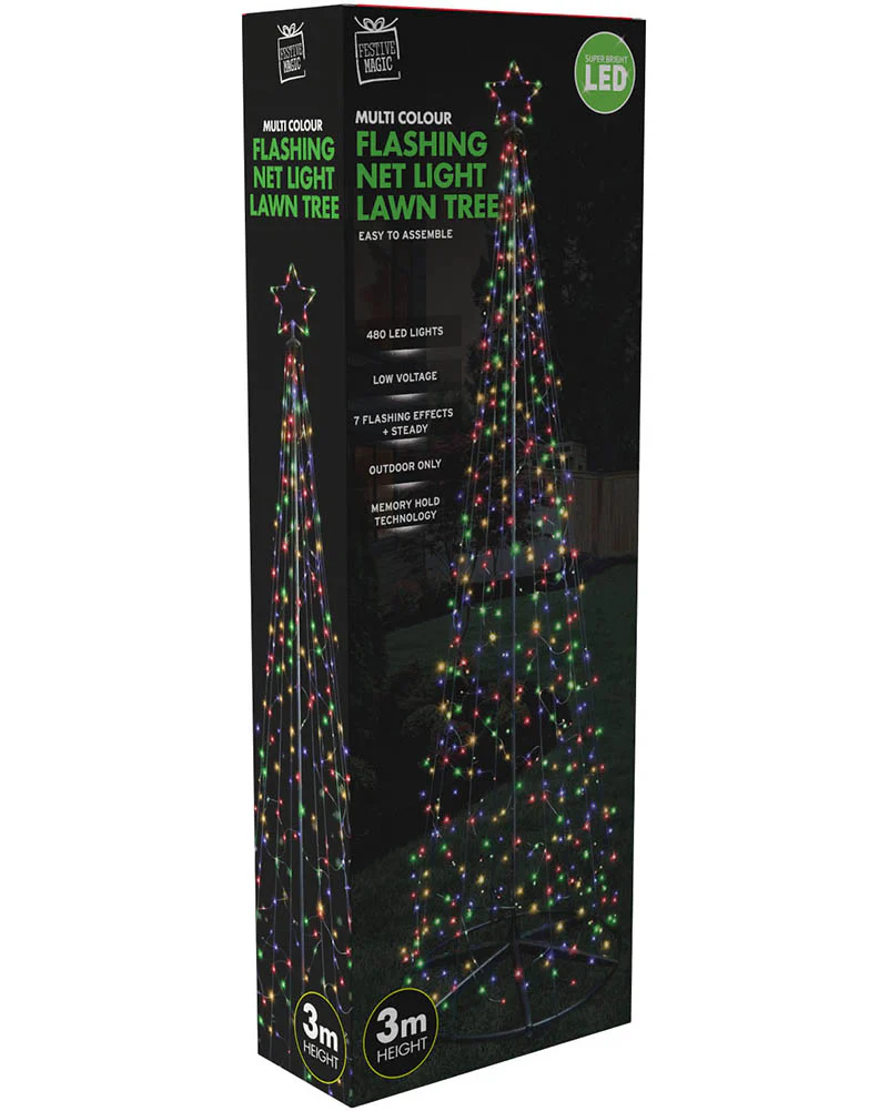 Multicolour Front Yard Net Light Tree LED Christmas Lights 3m - Image 2