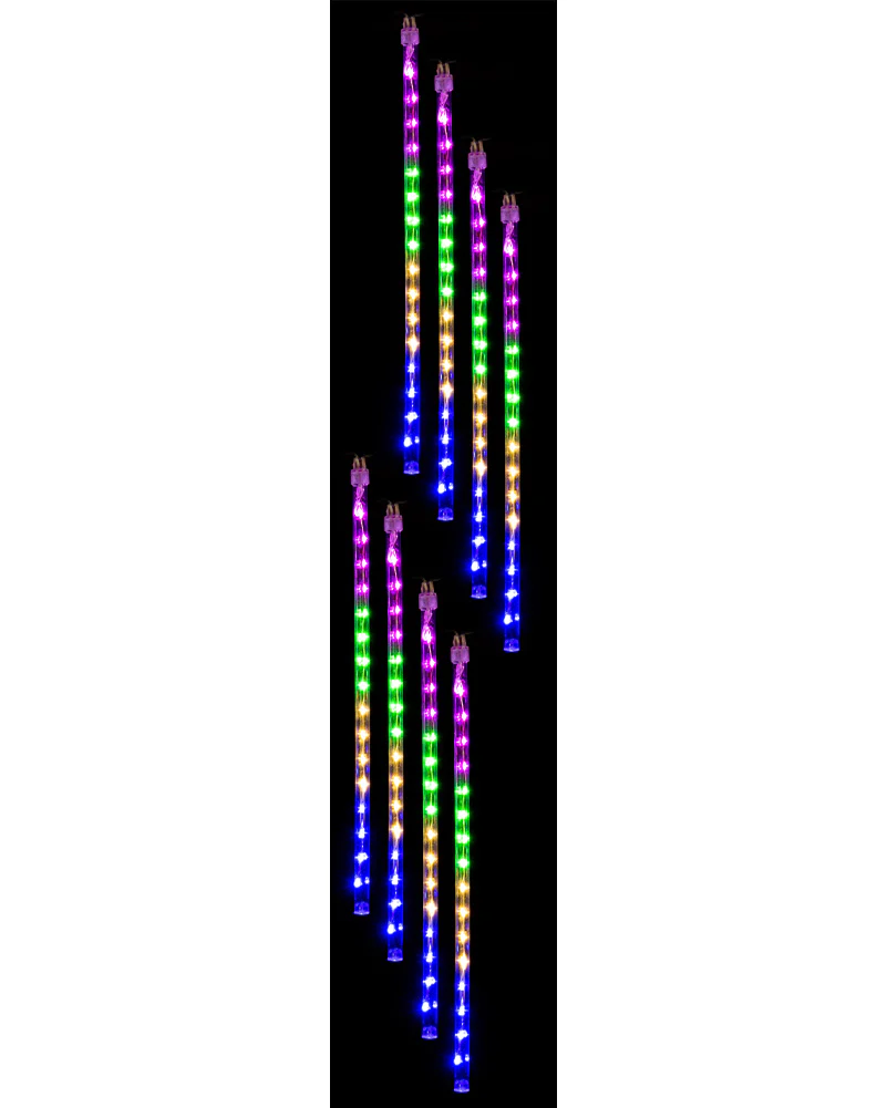 Multicolour Solar Rainfall Tube Christmas Lights 8 Piece - Image 4