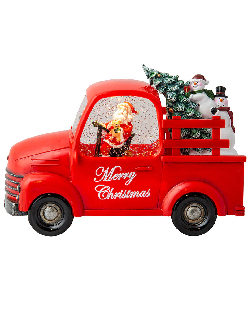 Musical Santa Pickup Truck Glitter Swirl Christmas Decoration 24cm - Image 3