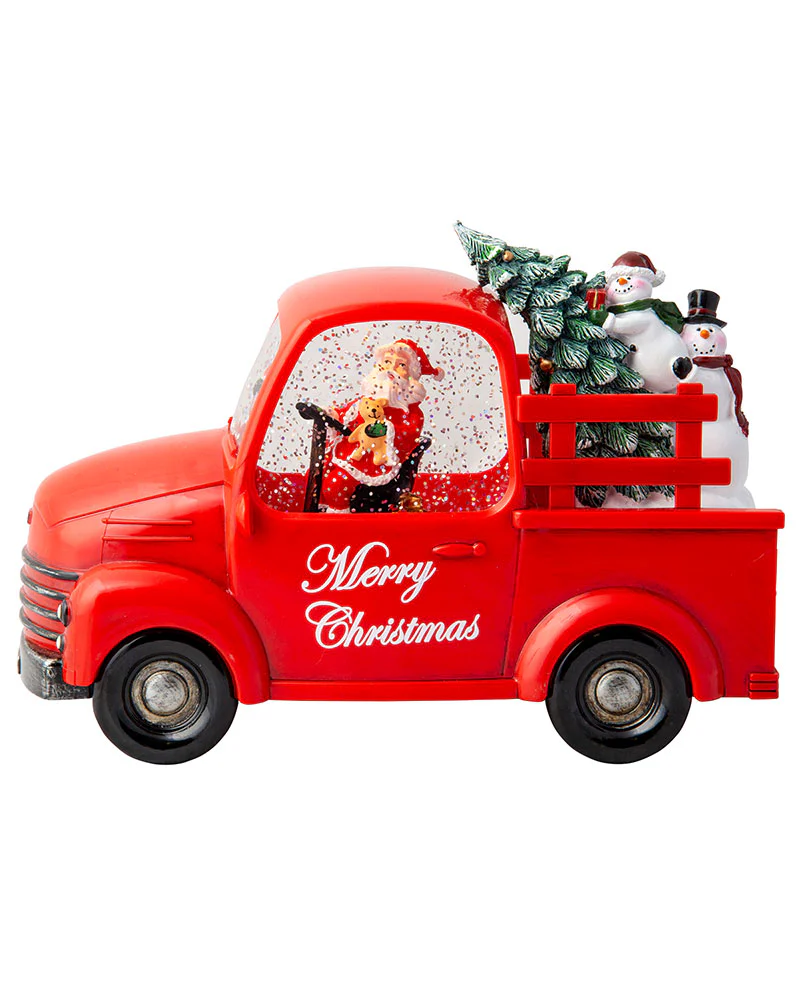 Musical Santa Pickup Truck Glitter Swirl Christmas Decoration 24cm - Image 4