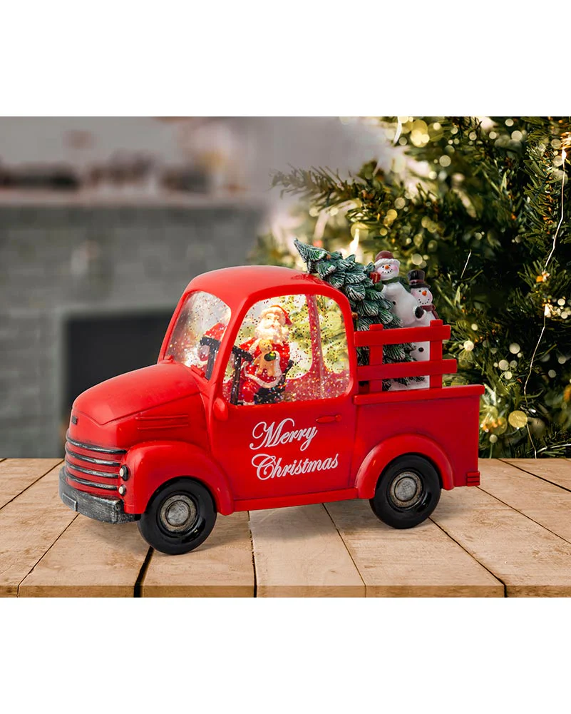 Musical Santa Pickup Truck Glitter Swirl Christmas Decoration 24cm - Image 5
