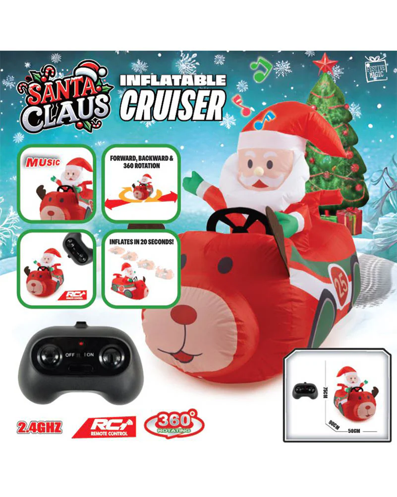 Musical Santa Remote Controlled Christmas Race Car 90cm - Image 3