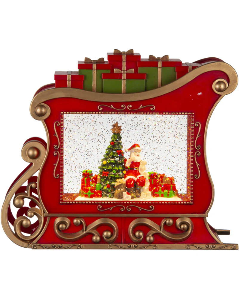 Musical Sleigh Glitter Swirl Christmas Decoration 25cm - Image 2