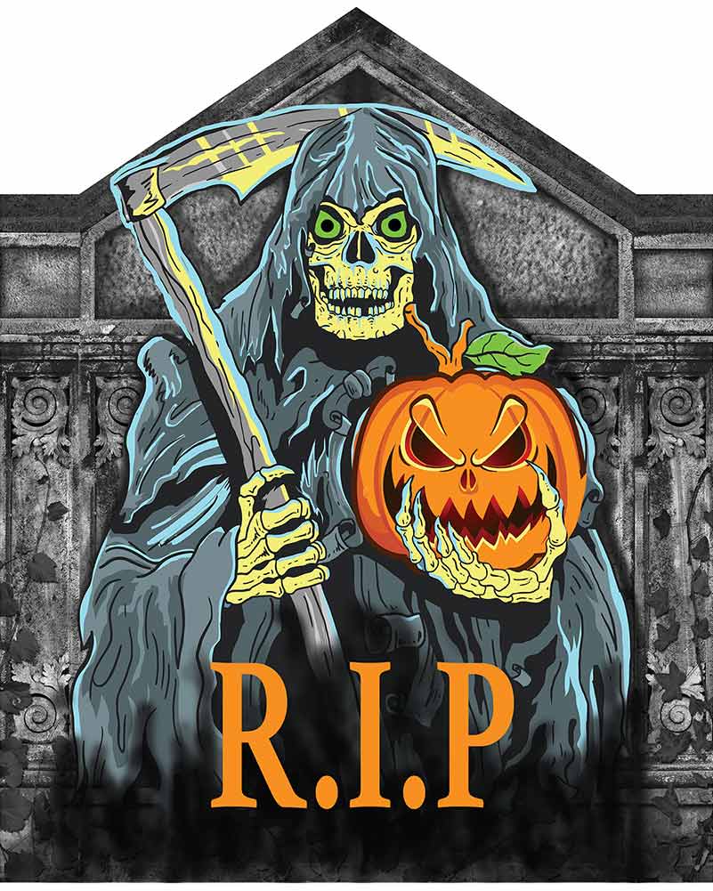 Neon Light Up Tombstone Reaper 56cm - Image 4