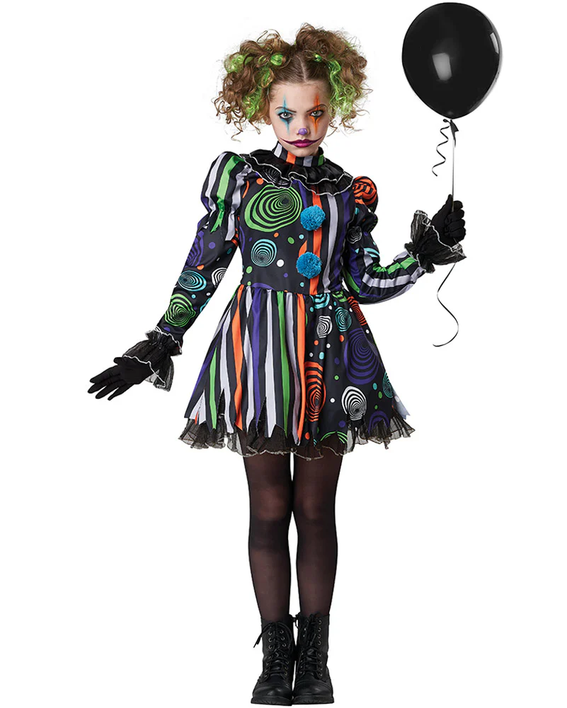 Neon Nightmare Clown Deluxe Girls Costume - Image 2