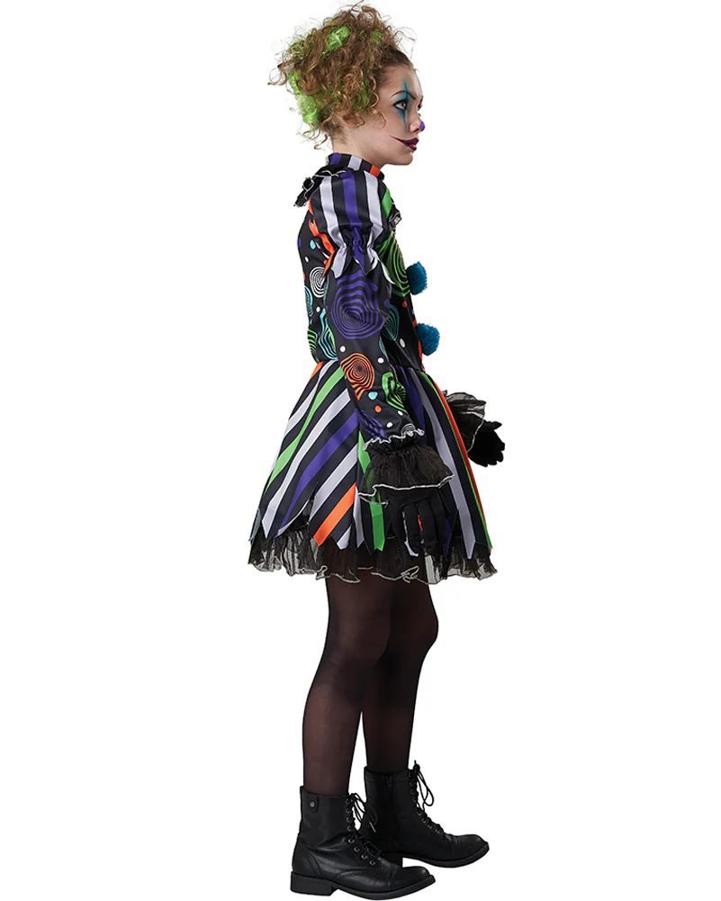 Neon Nightmare Clown Deluxe Girls Costume - Image 3