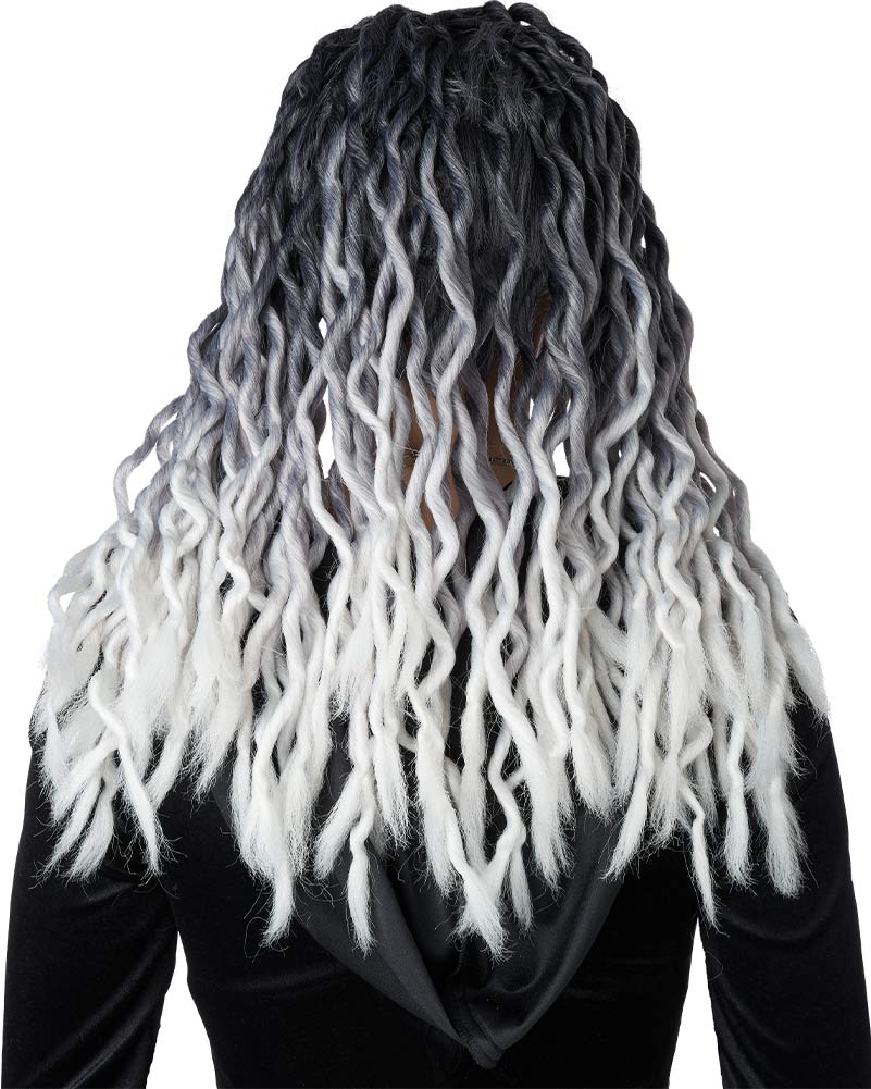 Ombre Black and Grey Crinkle Dreads Wig - Image 3